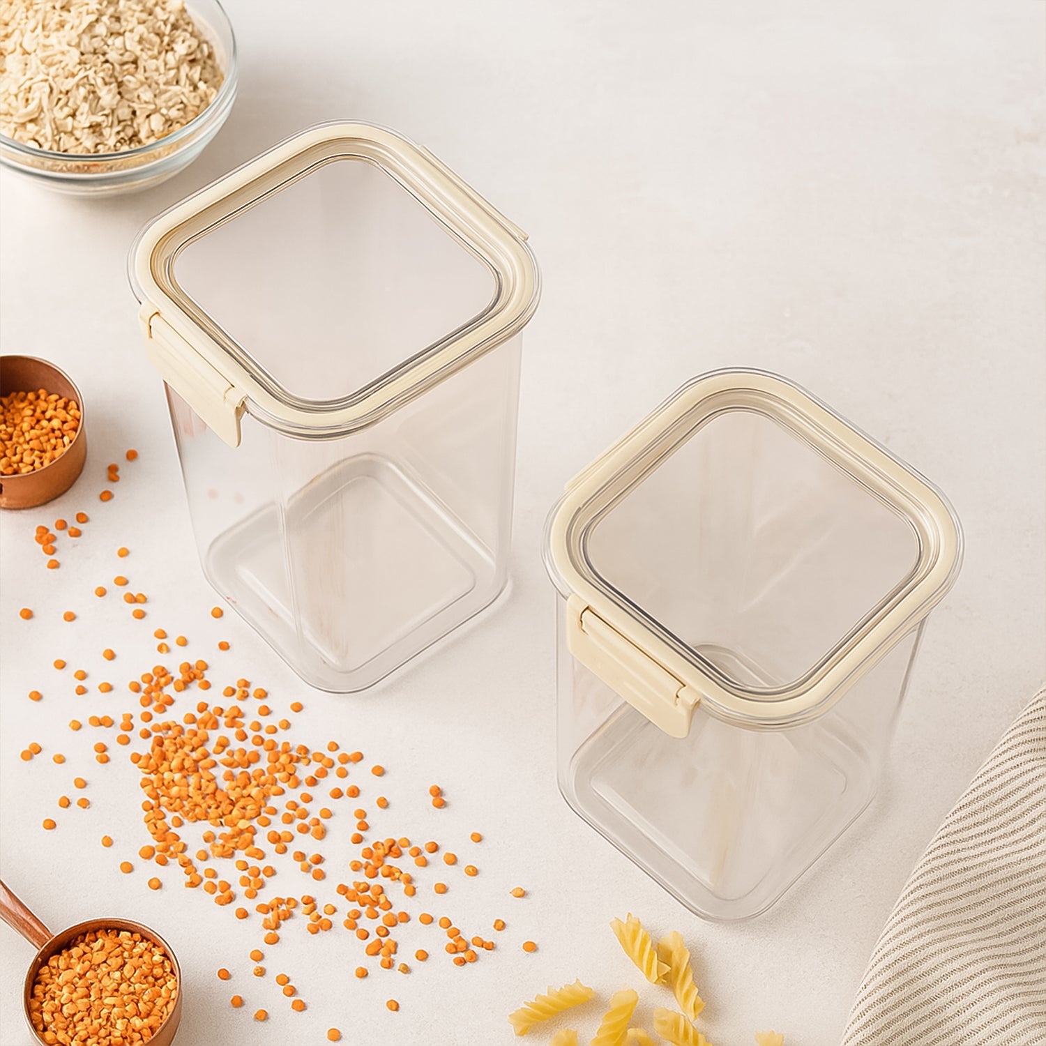 Apex Press N Lock Airtight Kitchen Storage Container Set (2pc1400ml) Approx Apex Press N Lock Airtight Kitchen Storage Container Set (2pc1400ml) Approx